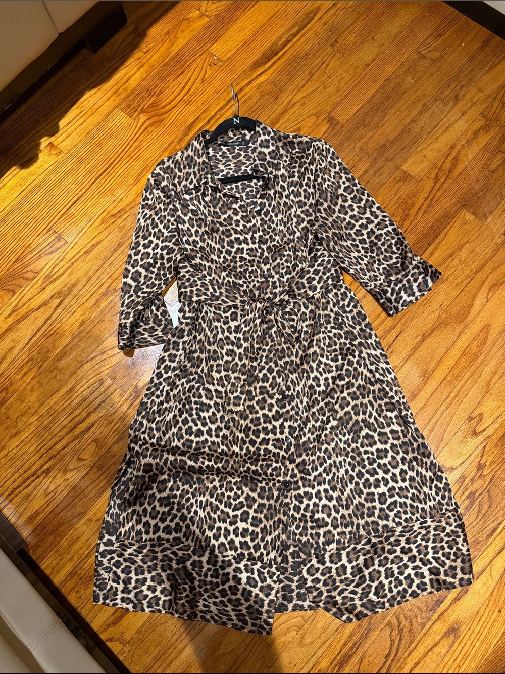 Zara Leopard Print Wrap Dress - Tan and Black